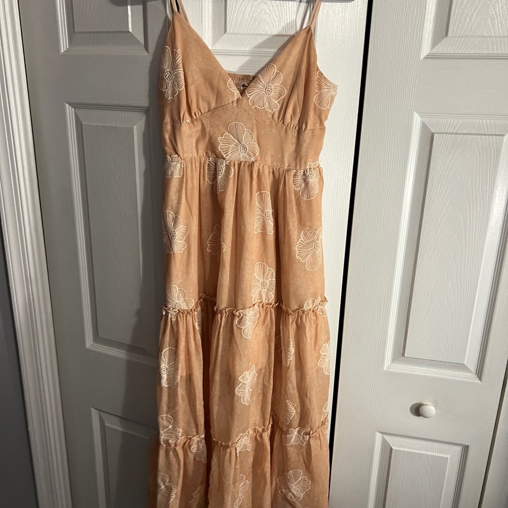 Ash Coral Floral Tiered Maxi Dress